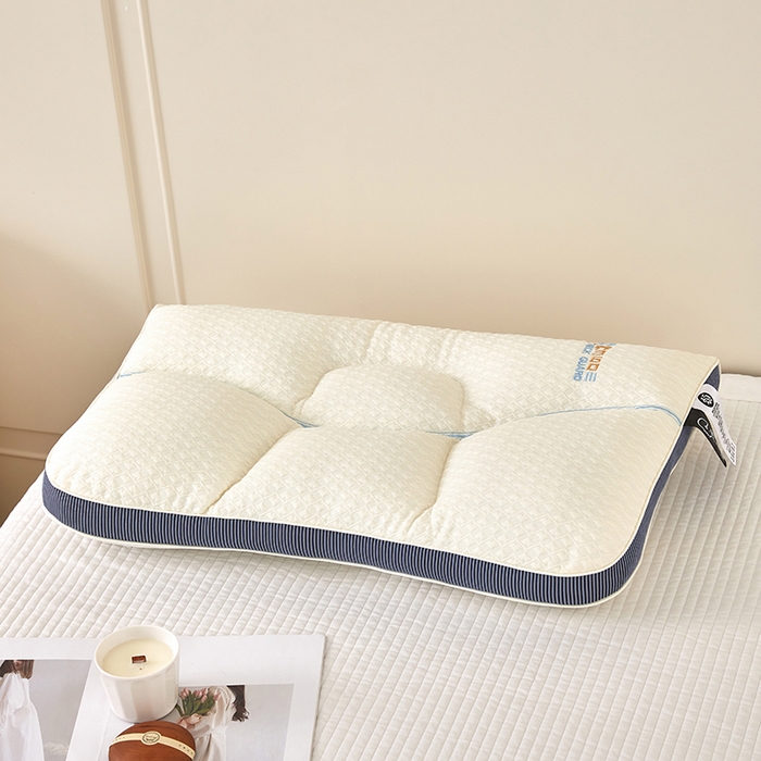 91家纺网 家纺一手货源 找家纺 蝶飞舞 2025新款360护颈分区护颈枕头枕芯 保健枕牵引枕头 360护颈枕-白蓝 48*74cm