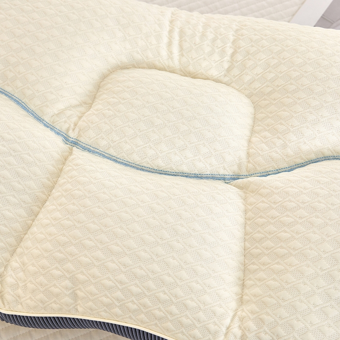 91家纺网 家纺一手货源 找家纺 蝶飞舞 2025新款360护颈分区护颈枕头枕芯 保健枕牵引枕头 360护颈枕-白蓝 48*74cm