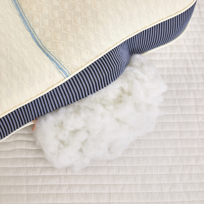 91家纺网 家纺一手货源 找家纺 蝶飞舞 2025新款360护颈分区护颈枕头枕芯 保健枕牵引枕头 360护颈枕-白蓝 48*74cm