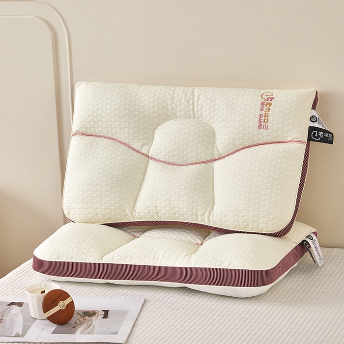 蝶飞舞 2025新款360护颈分区护颈枕头枕芯 保健枕牵引枕头 360护颈枕-白紫 48*74cm