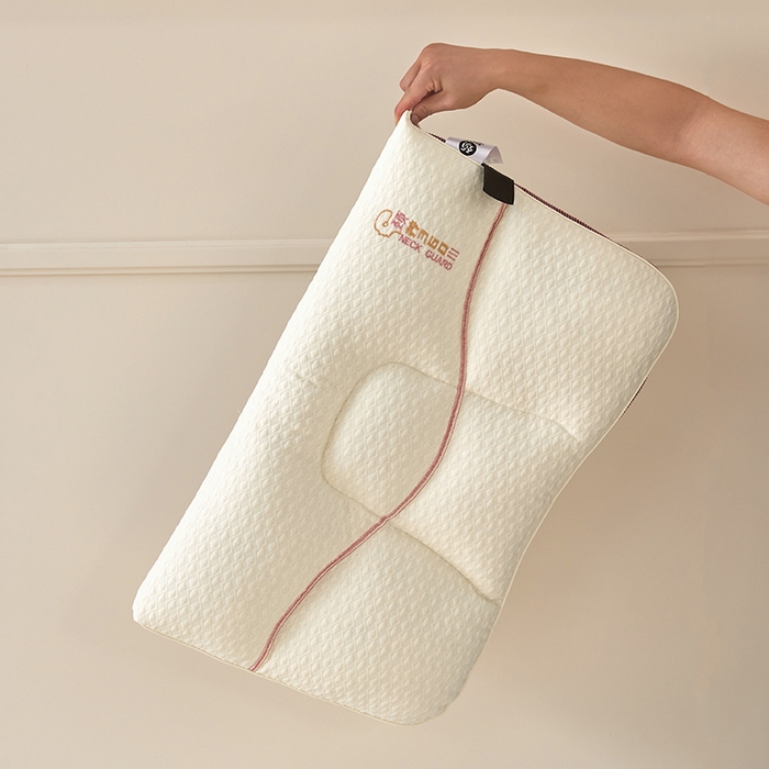 91家纺网 家纺一手货源 找家纺 蝶飞舞 2025新款360护颈分区护颈枕头枕芯 保健枕牵引枕头 360护颈枕-白紫 48*74cm