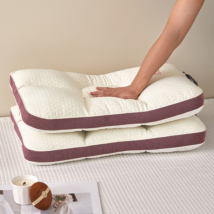 91家纺网 家纺一手货源 找家纺 蝶飞舞 2025新款360护颈分区护颈枕头枕芯 保健枕牵引枕头 360护颈枕-白紫 48*74cm