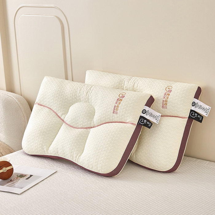 91家纺网 家纺一手货源 找家纺 蝶飞舞 2025新款360护颈分区护颈枕头枕芯 保健枕牵引枕头 360护颈枕-白紫 48*74cm