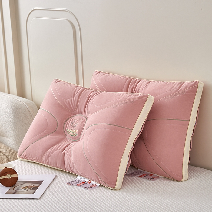 蝶飞舞 2025新款高档款大豆护颈枕枕头枕芯护颈助眠枕 大豆护颈枕-粉色48*74cm/只 48*74cm