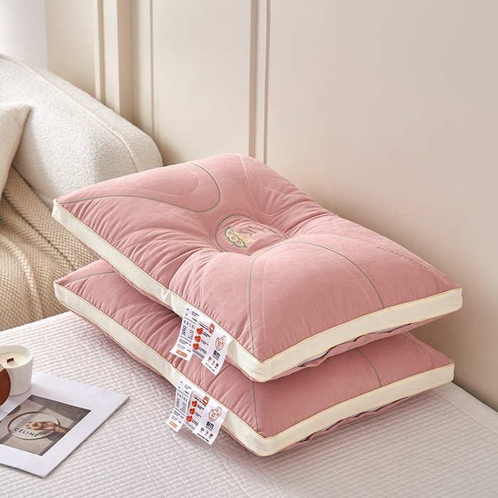 91家纺网 家纺一手货源 找家纺 蝶飞舞 2025新款高档款大豆护颈枕枕头枕芯护颈助眠枕 大豆护颈枕-粉色48*74cm/只 48*74cm