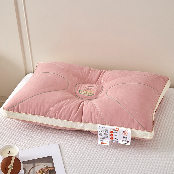 91家纺网 家纺一手货源 找家纺 蝶飞舞 2025新款高档款大豆护颈枕枕头枕芯护颈助眠枕 大豆护颈枕-粉色48*74cm/只 48*74cm