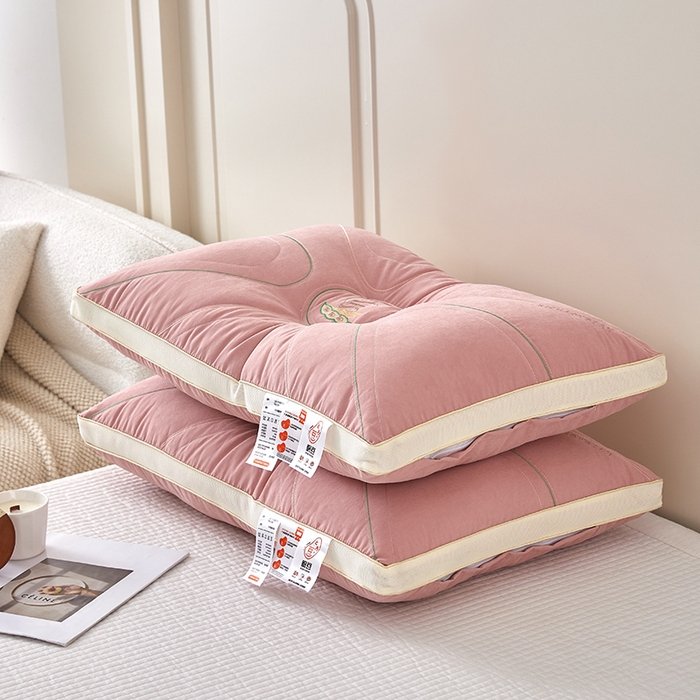 91家纺网 家纺一手货源 找家纺 蝶飞舞 2025新款高档款大豆护颈枕枕头枕芯护颈助眠枕 大豆护颈枕-粉色48*74cm/只 48*74cm