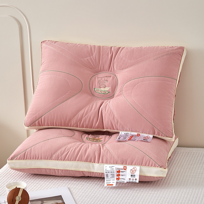 91家纺网 家纺一手货源 找家纺 蝶飞舞 2025新款高档款大豆护颈枕枕头枕芯护颈助眠枕 大豆护颈枕-粉色48*74cm/只 48*74cm