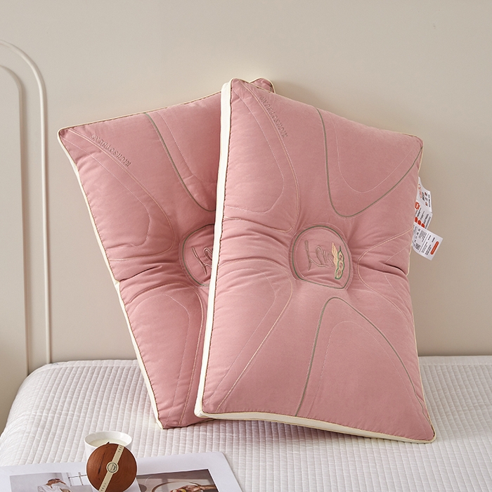 91家纺网 家纺一手货源 找家纺 蝶飞舞 2025新款高档款大豆护颈枕枕头枕芯护颈助眠枕 大豆护颈枕-粉色48*74cm/只 48*74cm