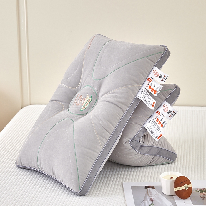 91家纺网 家纺一手货源 找家纺 蝶飞舞 2025新款高档款大豆护颈枕枕头枕芯护颈助眠枕 大豆护颈枕-灰色48*74cm/只 48*74cm