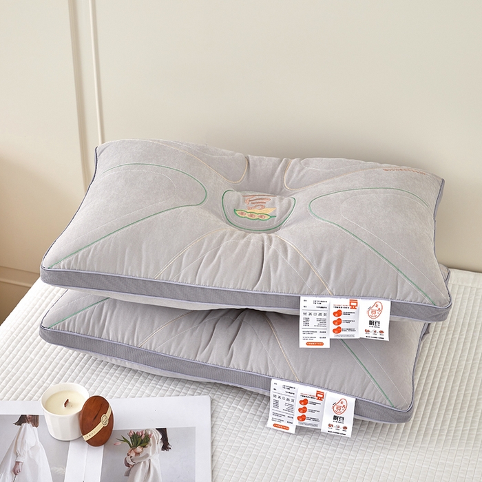 91家纺网 家纺一手货源 找家纺 蝶飞舞 2025新款高档款大豆护颈枕枕头枕芯护颈助眠枕 大豆护颈枕-灰色48*74cm/只 48*74cm