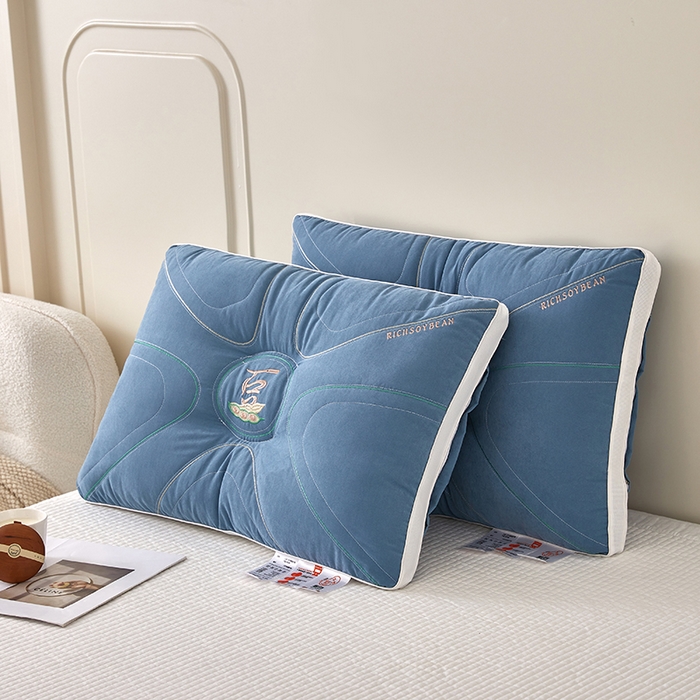 91家纺网 家纺一手货源 找家纺 蝶飞舞 2025新款高档款大豆护颈枕枕头枕芯护颈助眠枕 大豆护颈枕-蓝色48*74cm/只 48*74cm