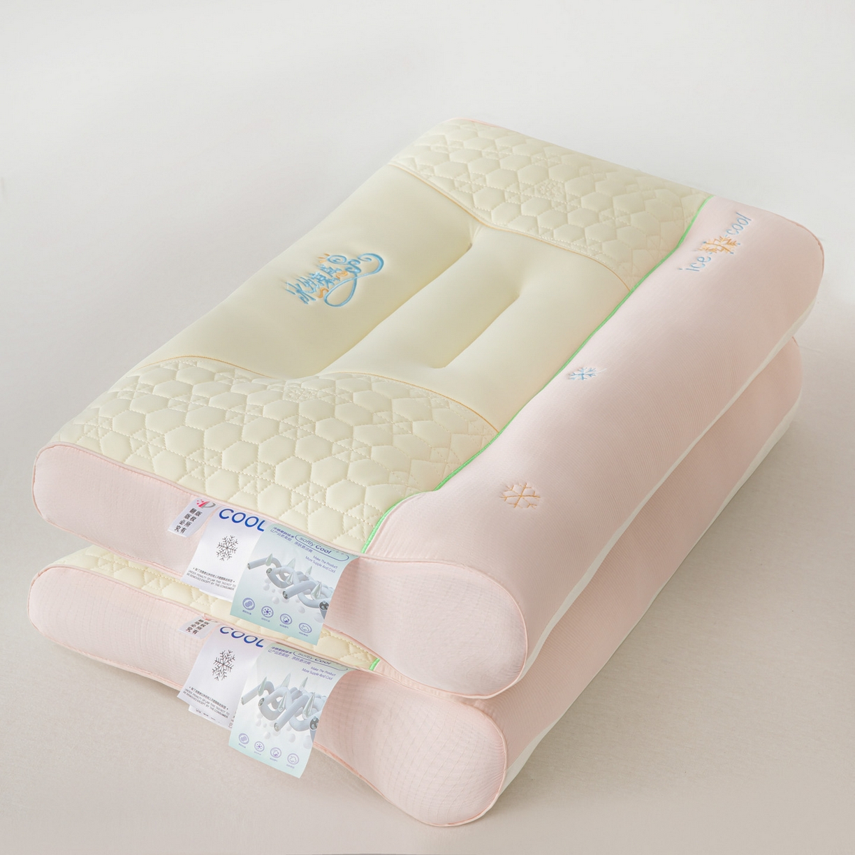 91家纺网 家纺一手货源 找家纺 雅晨枕芯工厂店 2025新款冰丝牵引枕枕头枕芯 粉色冰丝凉感枕48*74cm