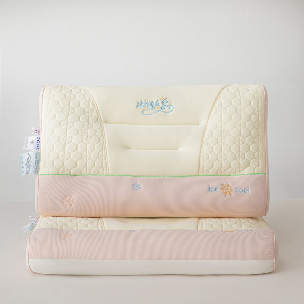 雅晨枕芯工厂店 2025新款冰丝牵引枕枕头枕芯 粉色冰丝凉感枕48*74cm