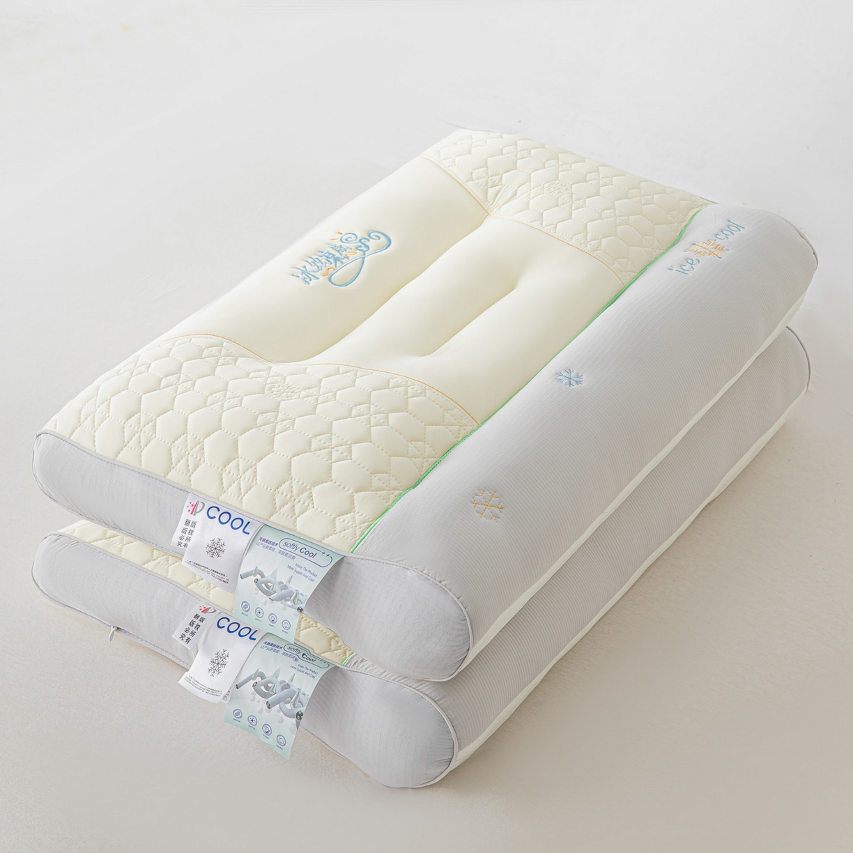 91家纺网 家纺一手货源 找家纺 雅晨枕芯工厂店 2025新款冰丝牵引枕枕头枕芯 蓝色冰丝凉感枕48*74cm