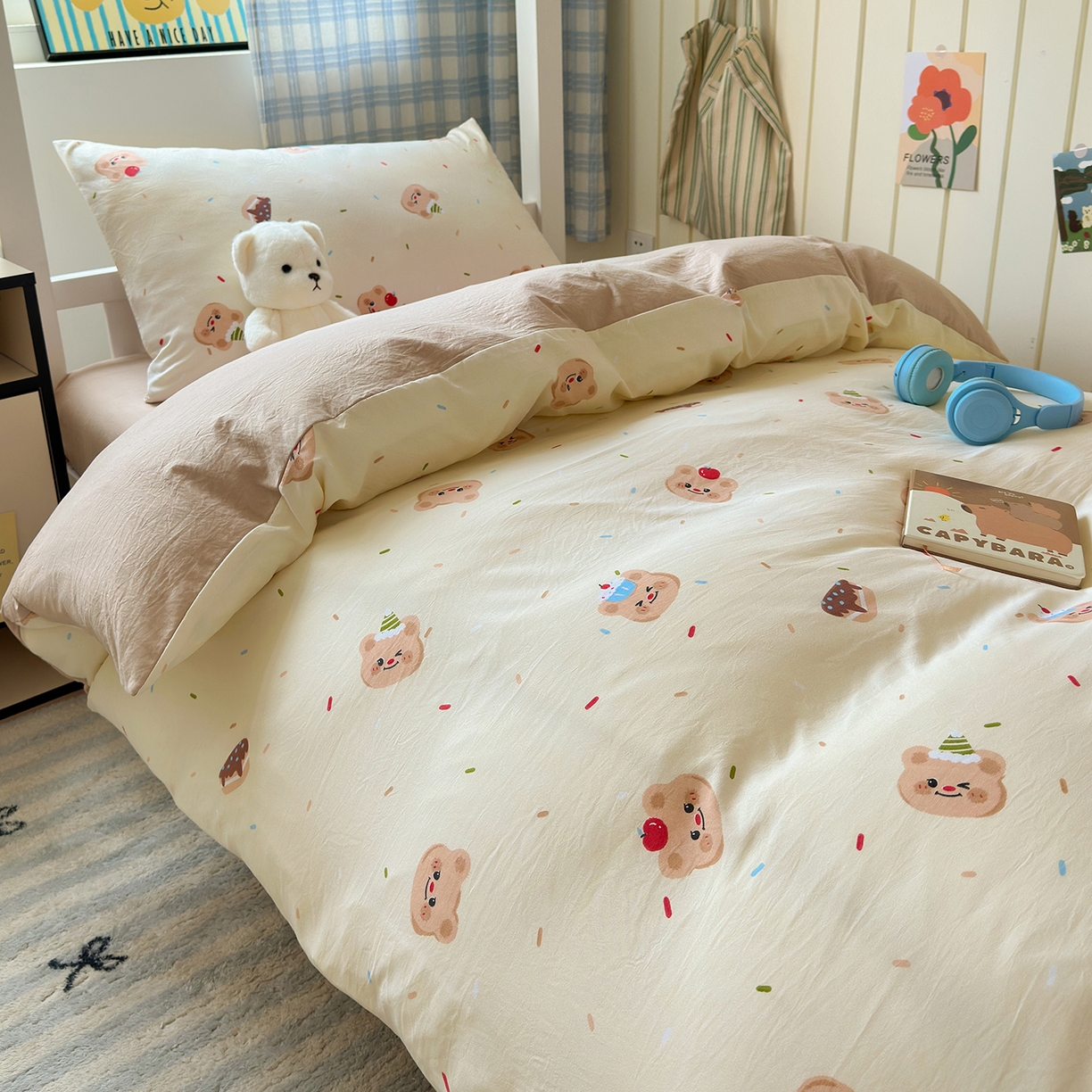 91家纺网 家纺一手货源 找家纺 （总）沐芷 2025 开学季学生宿舍三件套 水洗棉四件套被套床单