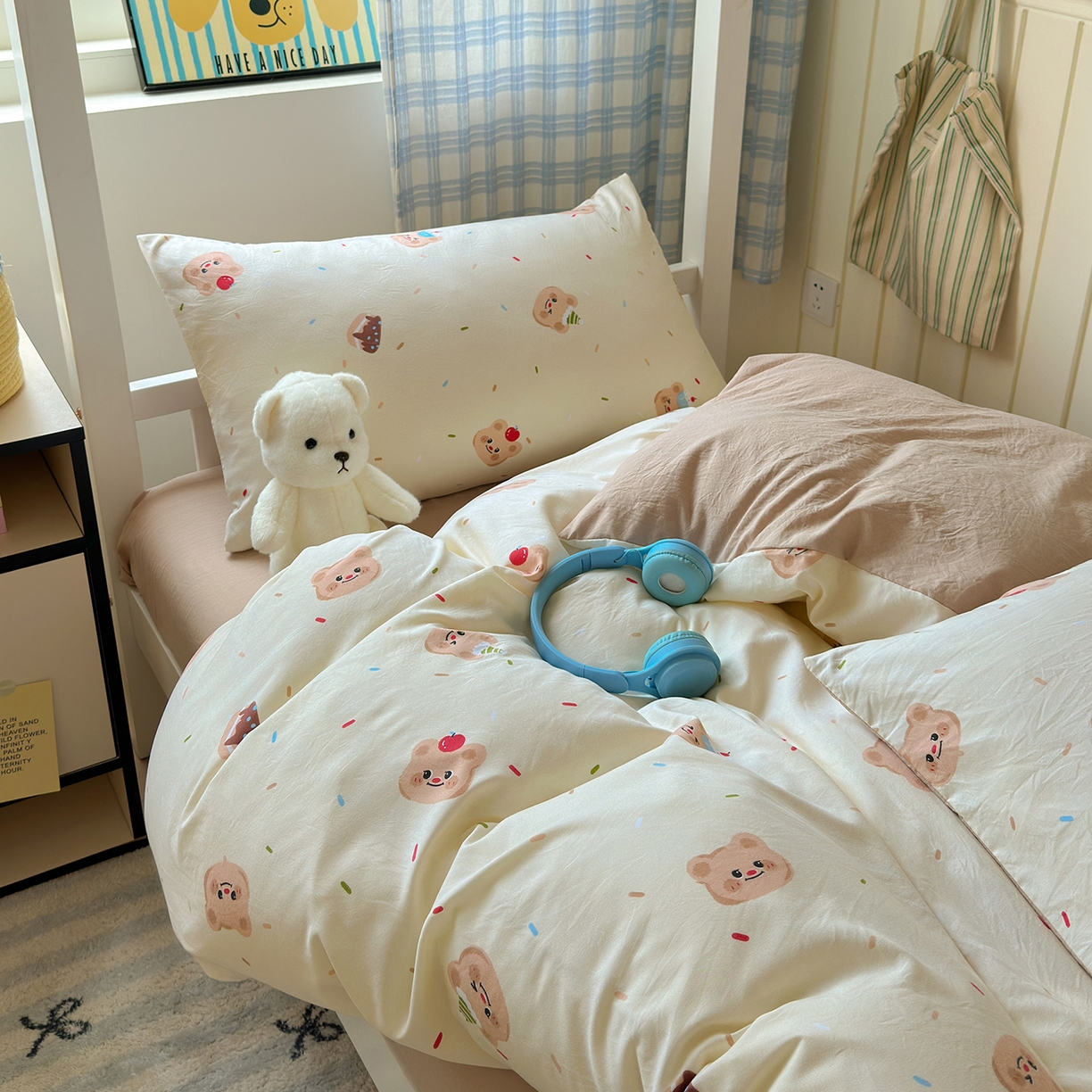 91家纺网 家纺一手货源 找家纺 （总）沐芷 2025 开学季学生宿舍三件套 水洗棉四件套被套床单