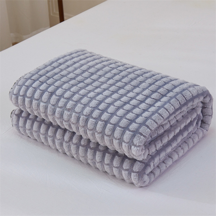 馨米莱家纺2025新款提花兔毛复合毯 高级灰