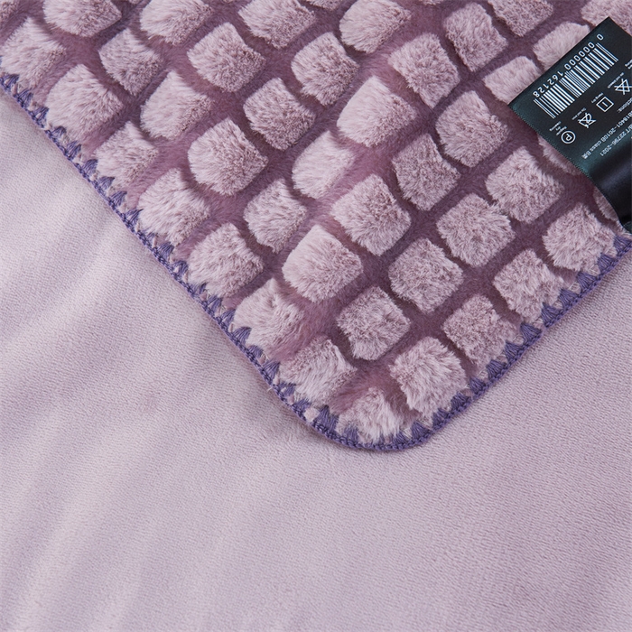 91家纺网 家纺一手货源 找家纺 馨米莱家纺2025新款提花兔毛复合毯 香芋紫