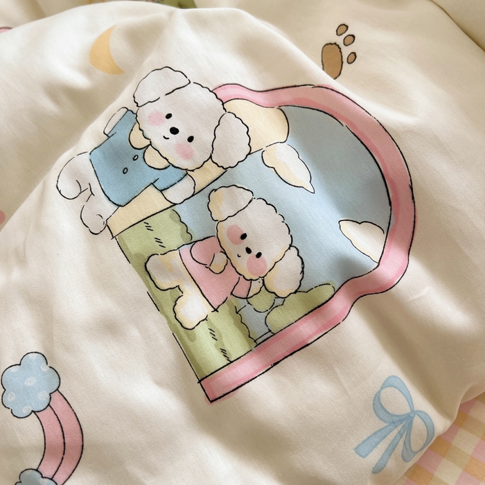 91家纺网 家纺一手货源 找家纺 （总）六巷胡同 2025新款INS卡通减龄可爱风全棉四件套（开学季系列）