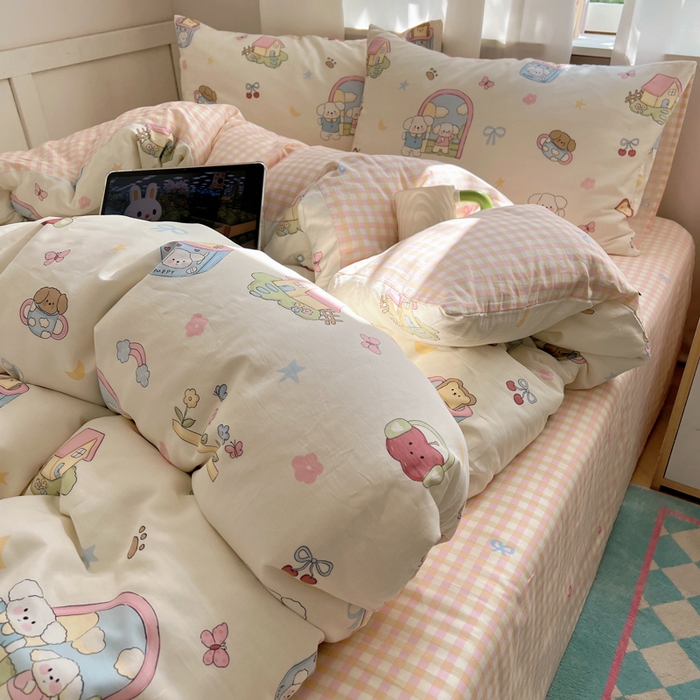 （总）六巷胡同 2025新款INS卡通减龄可爱风全棉四件套（开学季系列）