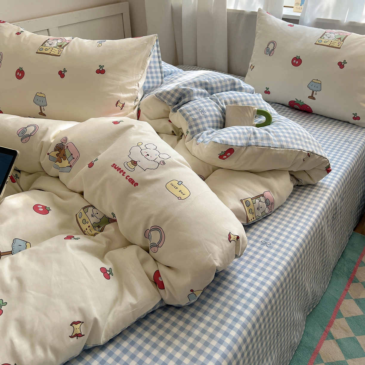 六巷胡同 2025新款INS卡通减龄可爱风全棉四件套（开学季系列） 狗狗甜品屋