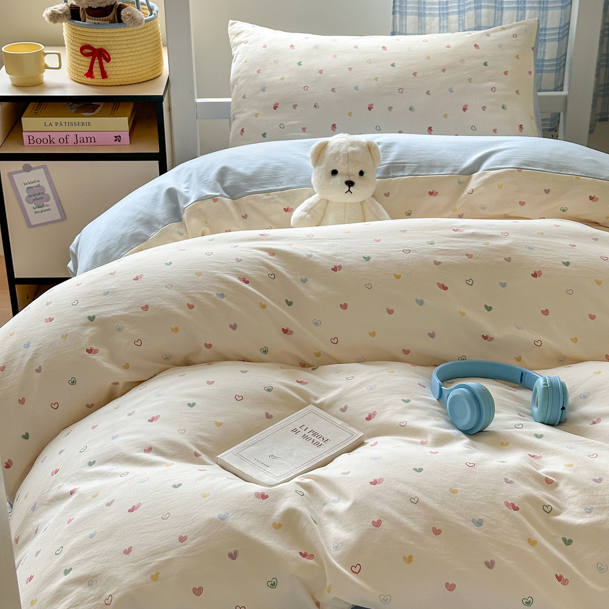 91家纺网 家纺一手货源 找家纺 沐芷 2025 开学季学生宿舍三件套 水洗棉四件套被套床单 爱情手礼