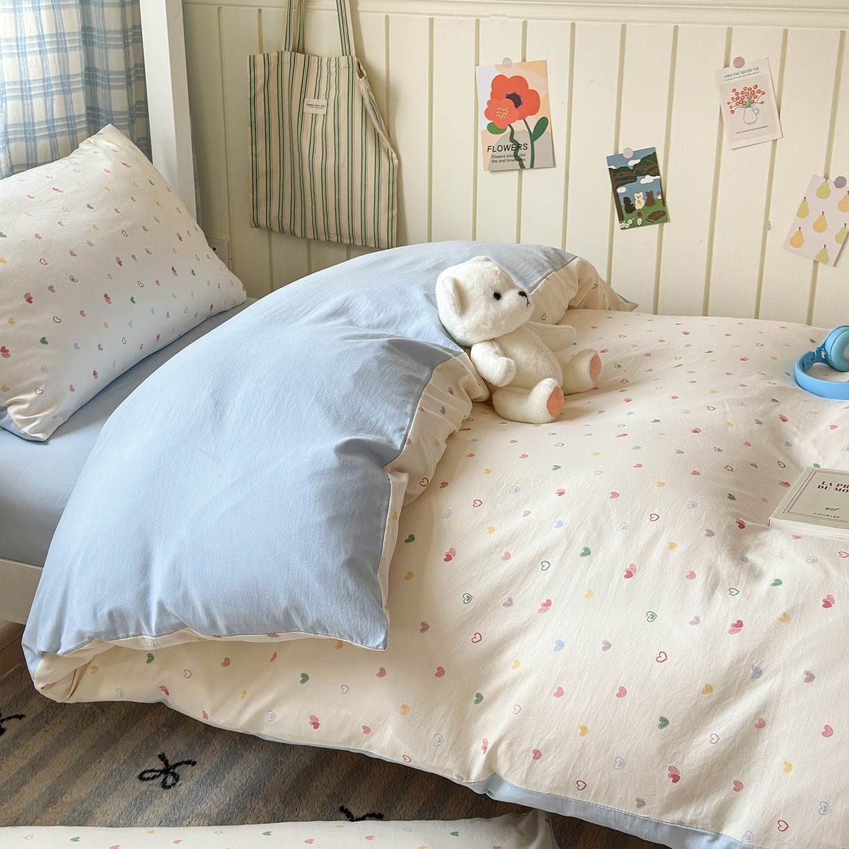 91家纺网 家纺一手货源 找家纺 沐芷 2025 开学季学生宿舍三件套 水洗棉四件套被套床单 爱情手礼