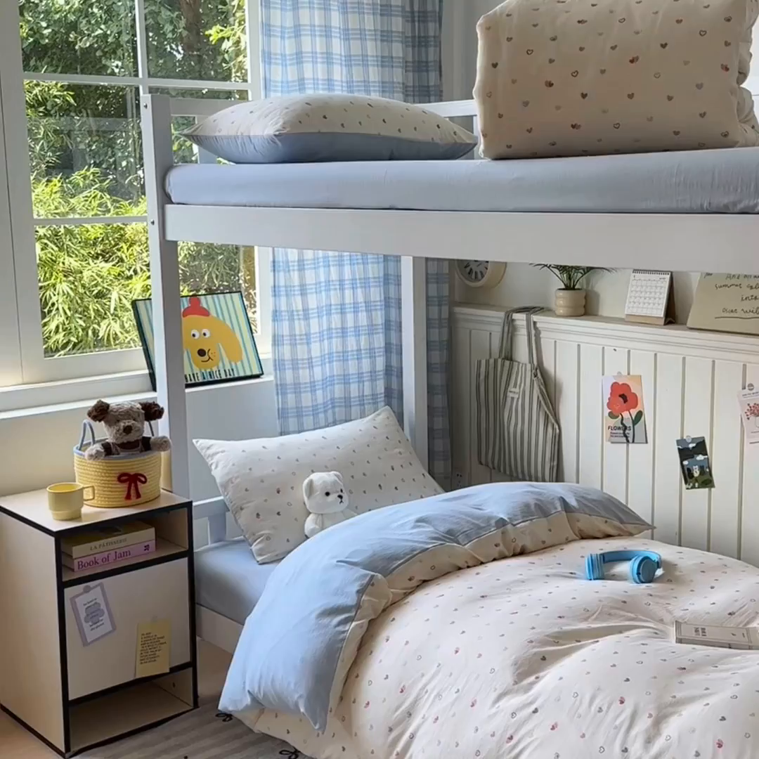 91家纺网 家纺一手货源 找家纺 沐芷 2025 开学季学生宿舍三件套 水洗棉四件套被套床单 爱情手礼