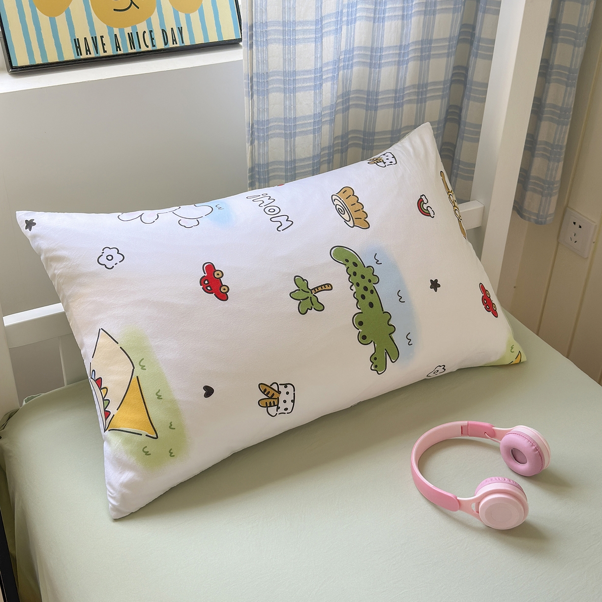 91家纺网 家纺一手货源 找家纺 沐芷 2025 开学季学生宿舍三件套 水洗棉四件套被套床单 动物农场