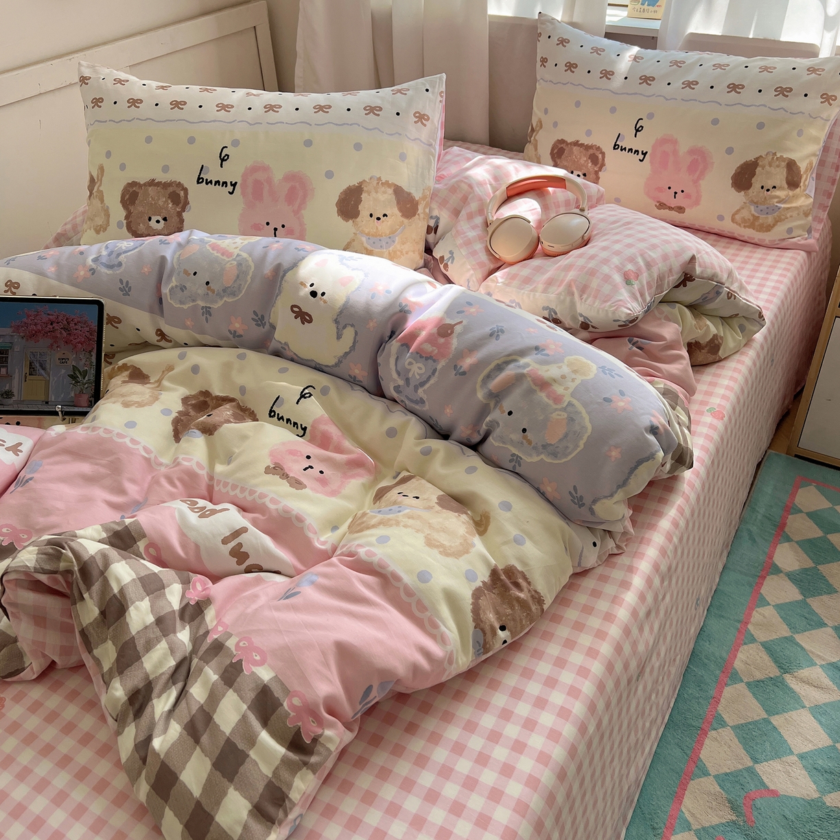 六巷胡同 2025新款INS卡通减龄可爱风全棉四件套（开学季系列） 涂鸦动物集