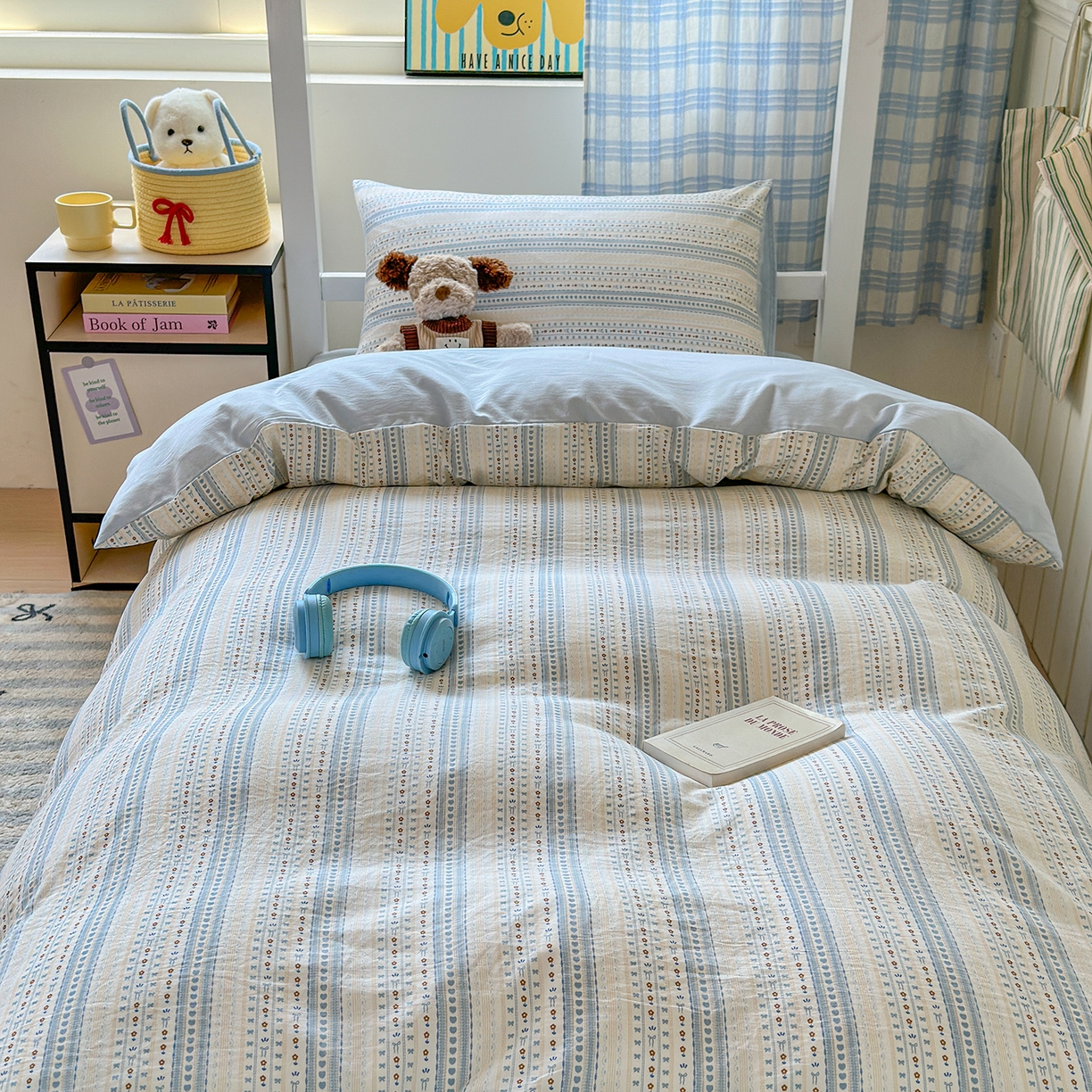 沐芷 2025 开学季学生宿舍三件套 水洗棉四件套被套床单 海盐拿铁