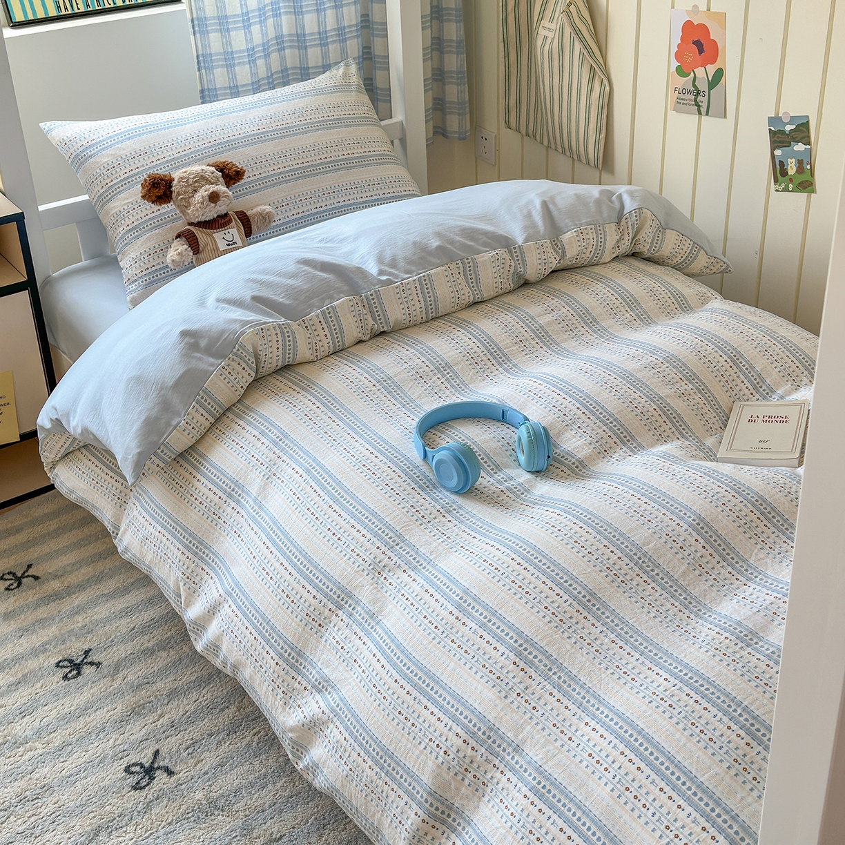 91家纺网 家纺一手货源 找家纺 沐芷 2025 开学季学生宿舍三件套 水洗棉四件套被套床单 海盐拿铁