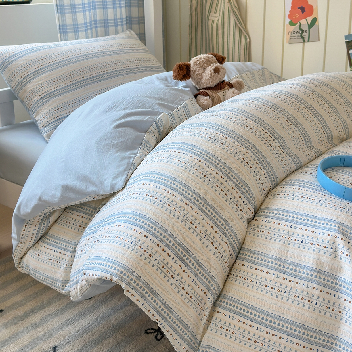 91家纺网 家纺一手货源 找家纺 沐芷 2025 开学季学生宿舍三件套 水洗棉四件套被套床单 海盐拿铁