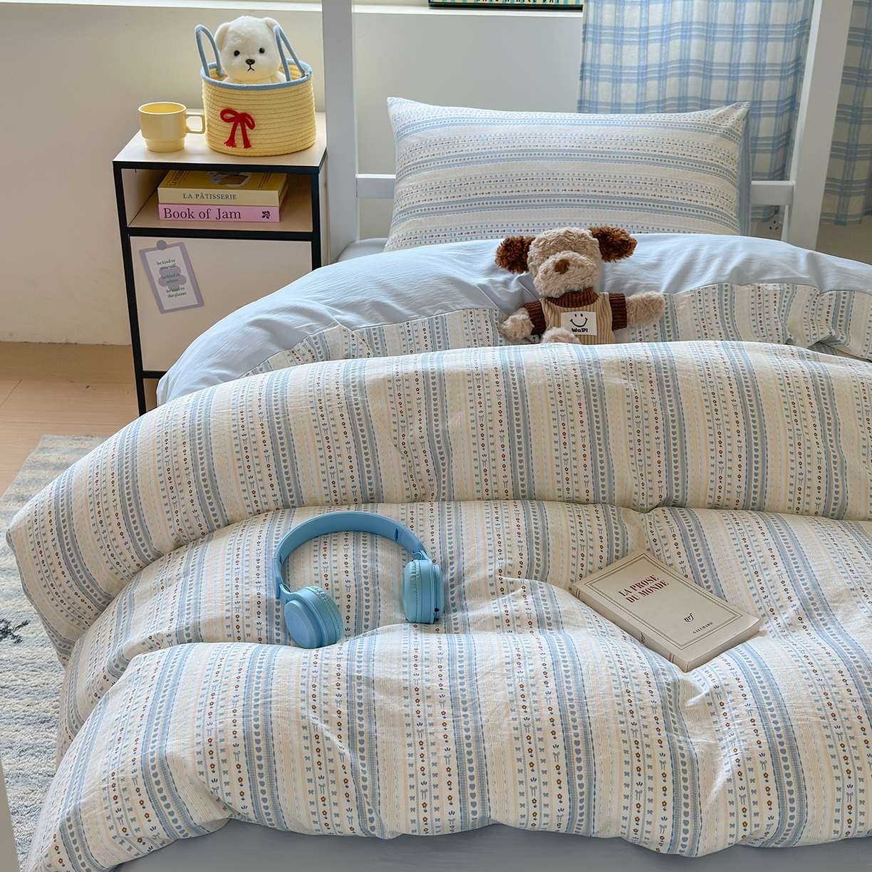 91家纺网 家纺一手货源 找家纺 沐芷 2025 开学季学生宿舍三件套 水洗棉四件套被套床单 海盐拿铁