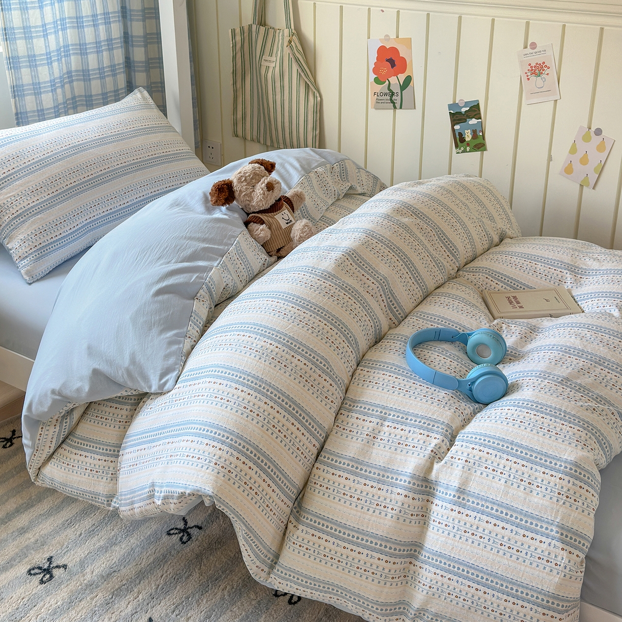 91家纺网 家纺一手货源 找家纺 沐芷 2025 开学季学生宿舍三件套 水洗棉四件套被套床单 海盐拿铁