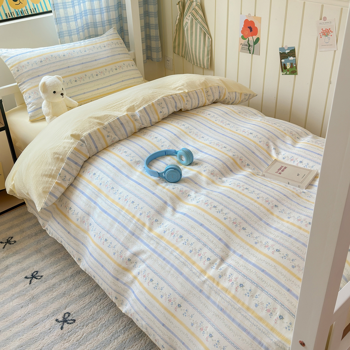 91家纺网 家纺一手货源 找家纺 沐芷 2025 开学季学生宿舍三件套 水洗棉四件套被套床单 空白诗