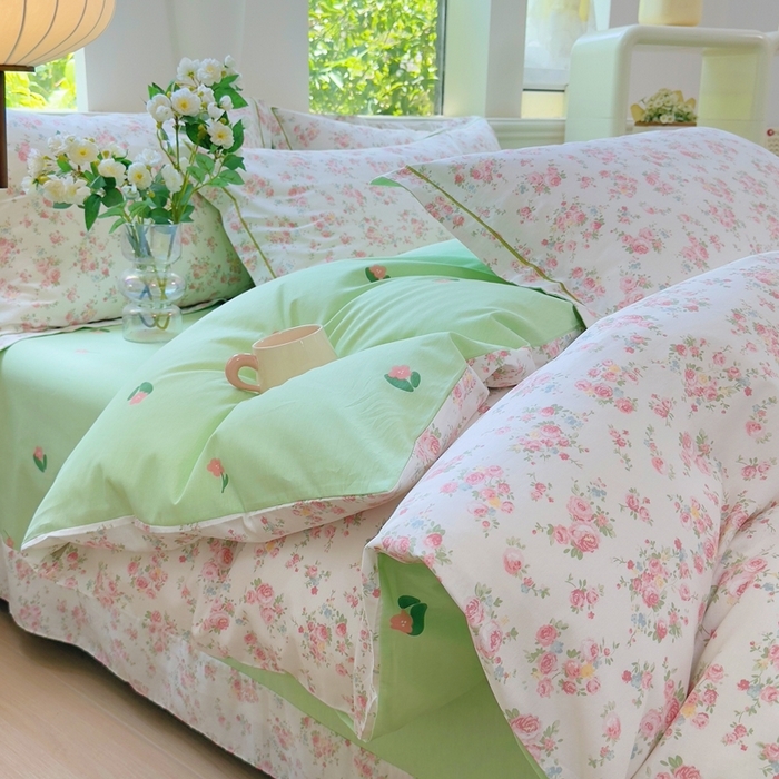 91家纺网 家纺一手货源 找家纺 （总）铭博家纺 2025新款直播爆款全棉纯棉四件套 吊边一字绣工艺款四件套