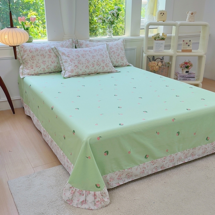 91家纺网 家纺一手货源 找家纺 （总）铭博家纺 2025新款直播爆款100%全棉吊边一字绣工艺款13070印花全棉四件套