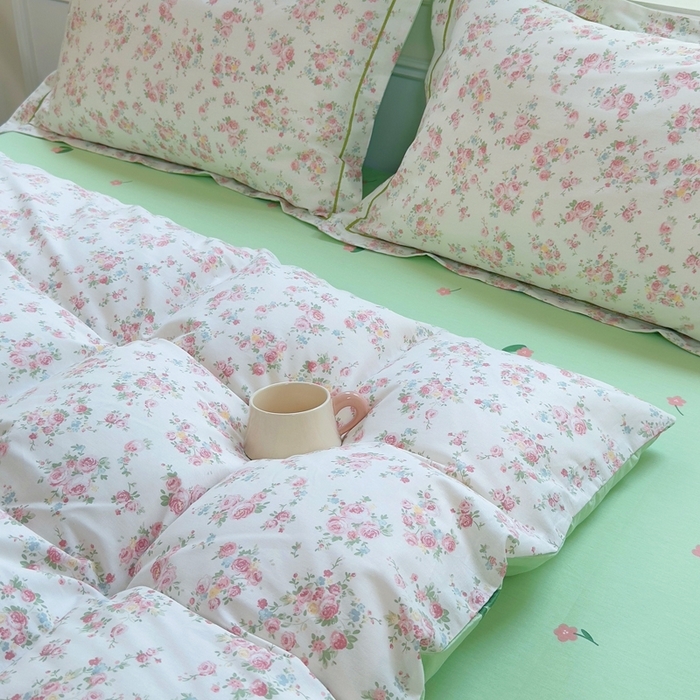 91家纺网 家纺一手货源 找家纺 （总）铭博家纺 2025新款直播爆款100%全棉吊边一字绣工艺款13070印花全棉四件套