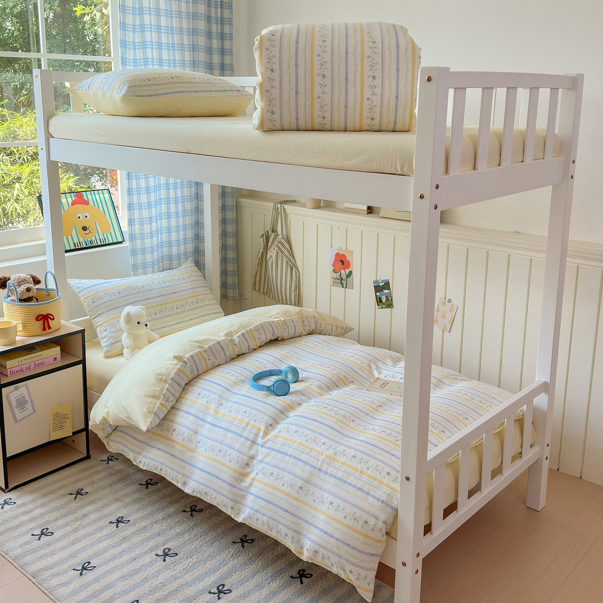 91家纺网 家纺一手货源 找家纺 沐芷 2025 开学季学生宿舍三件套 水洗棉四件套被套床单 空白诗