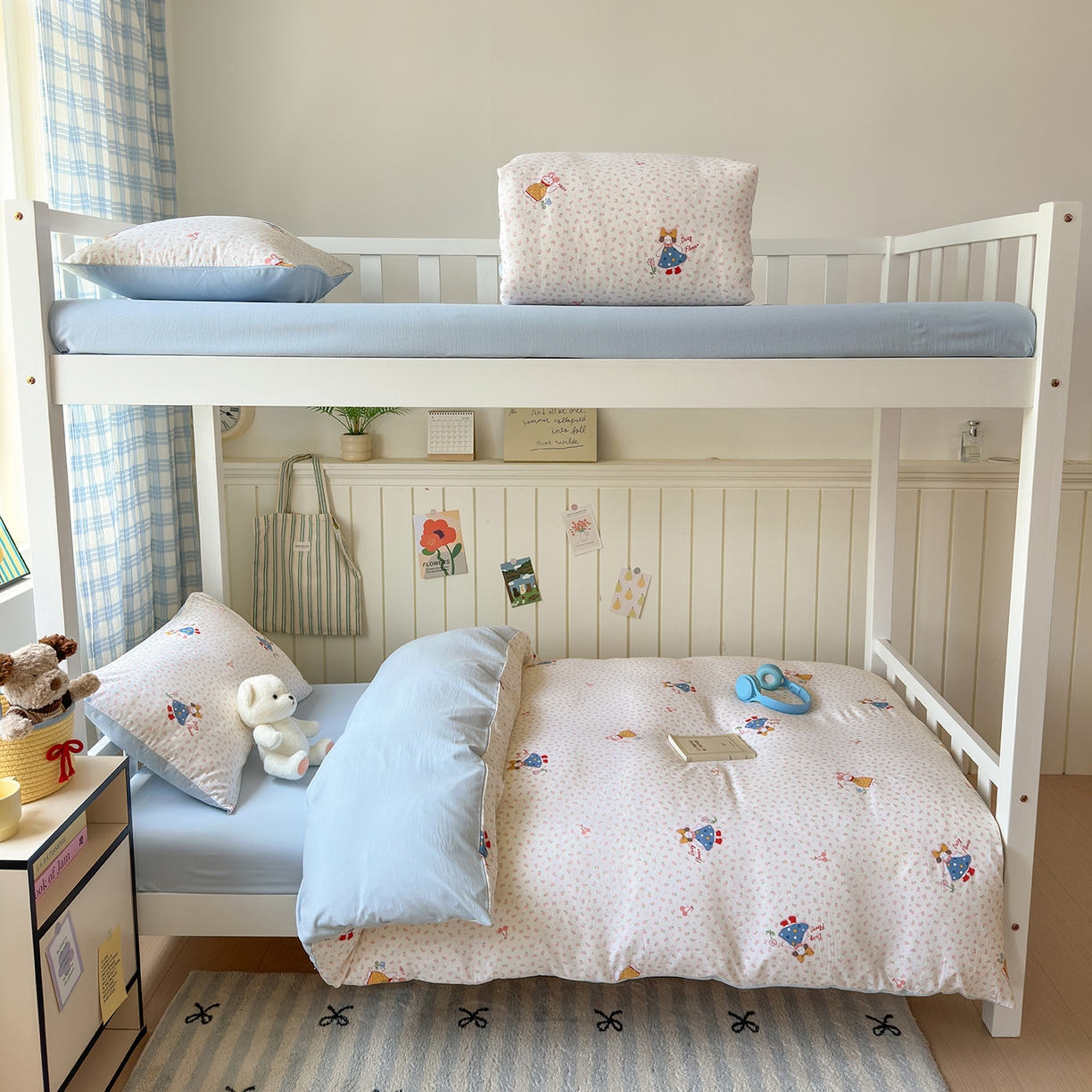 91家纺网 家纺一手货源 找家纺 沐芷 2025 开学季学生宿舍三件套 水洗棉四件套被套床单 甜心派派