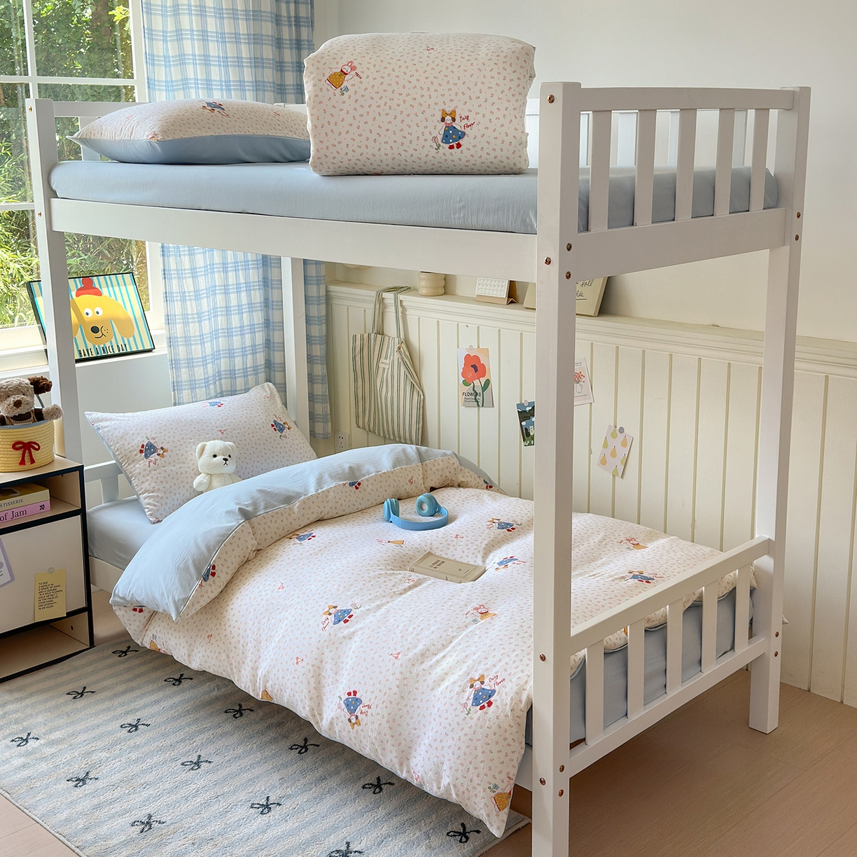 91家纺网 家纺一手货源 找家纺 沐芷 2025 开学季学生宿舍三件套 水洗棉四件套被套床单 甜心派派