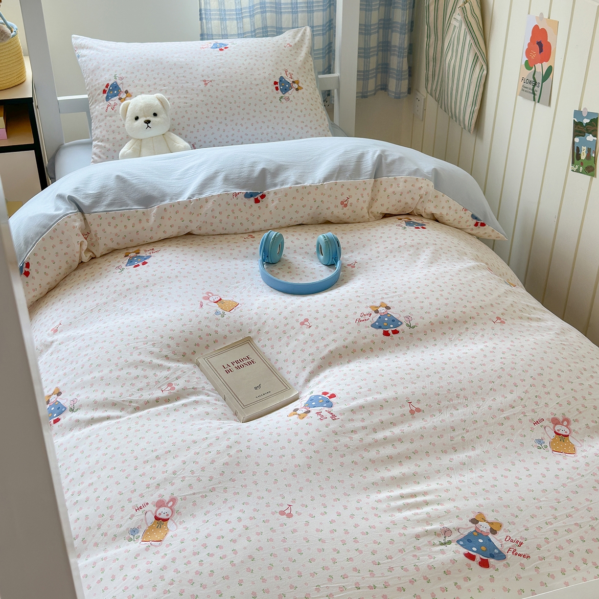 91家纺网 家纺一手货源 找家纺 沐芷 2025 开学季学生宿舍三件套 水洗棉四件套被套床单 甜心派派