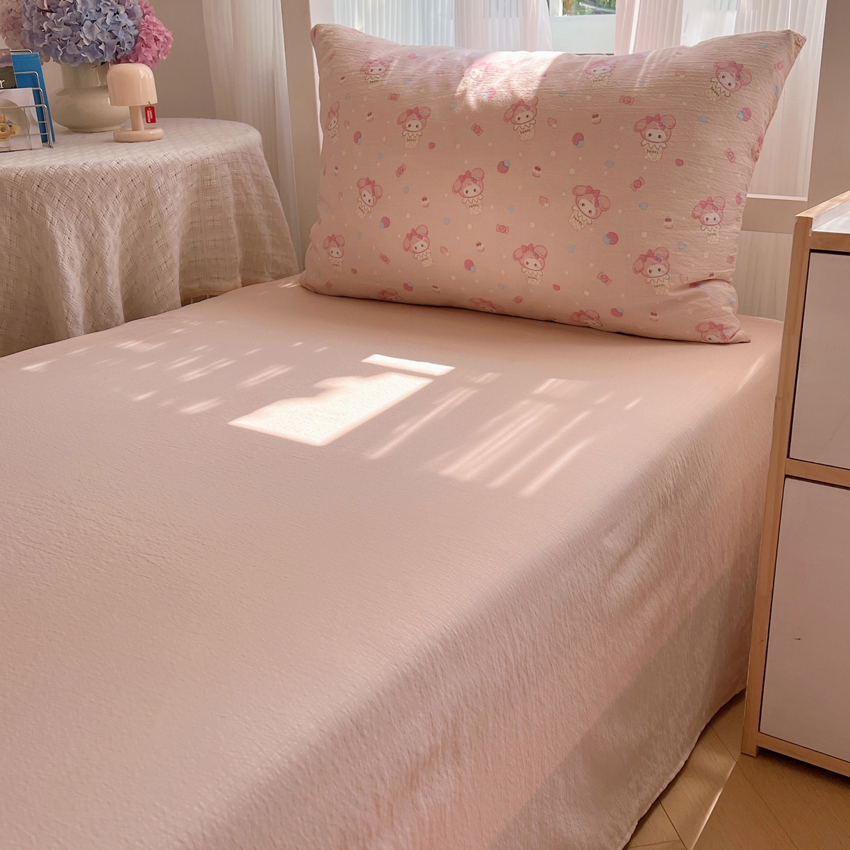 91家纺网 家纺一手货源 找家纺 繁花家居 2025新款木棉爆款学生床三件套四件套跑量款 冰淇淋美蒂