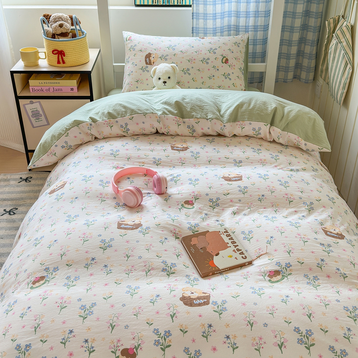 沐芷 2025 开学季学生宿舍三件套 水洗棉四件套被套床单 午后时光