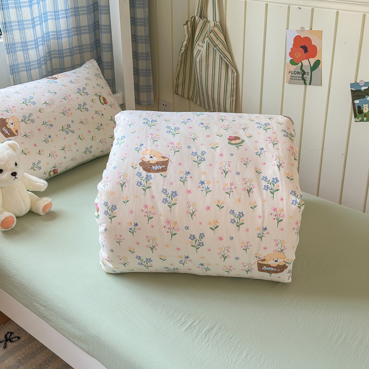 91家纺网 家纺一手货源 找家纺 沐芷 2025 开学季学生宿舍三件套 水洗棉四件套被套床单 午后时光