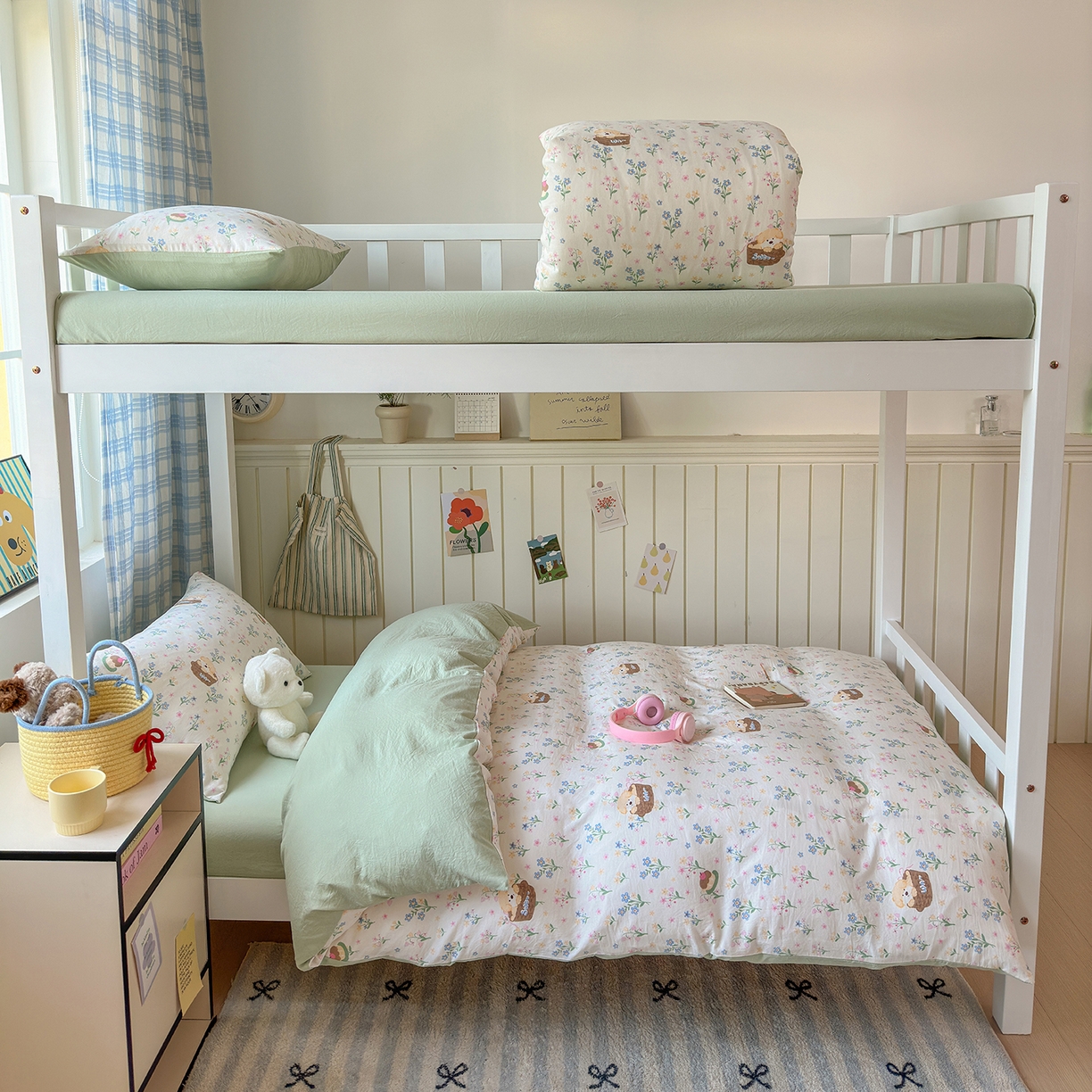 91家纺网 家纺一手货源 找家纺 沐芷 2025 开学季学生宿舍三件套 水洗棉四件套被套床单 午后时光