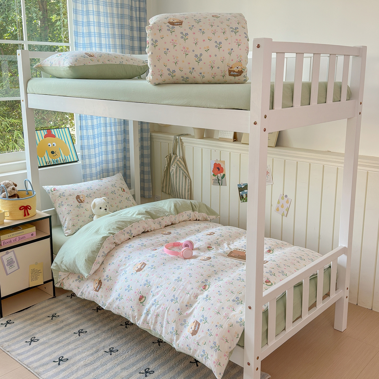 91家纺网 家纺一手货源 找家纺 沐芷 2025 开学季学生宿舍三件套 水洗棉四件套被套床单 午后时光