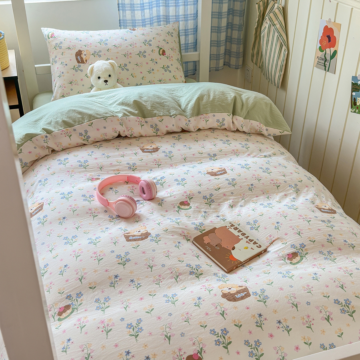 91家纺网 家纺一手货源 找家纺 沐芷 2025 开学季学生宿舍三件套 水洗棉四件套被套床单 午后时光